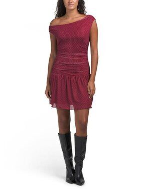 TASH & SOPHIE Made In Usa Asymmetrical Ruched Waist Mini Dress